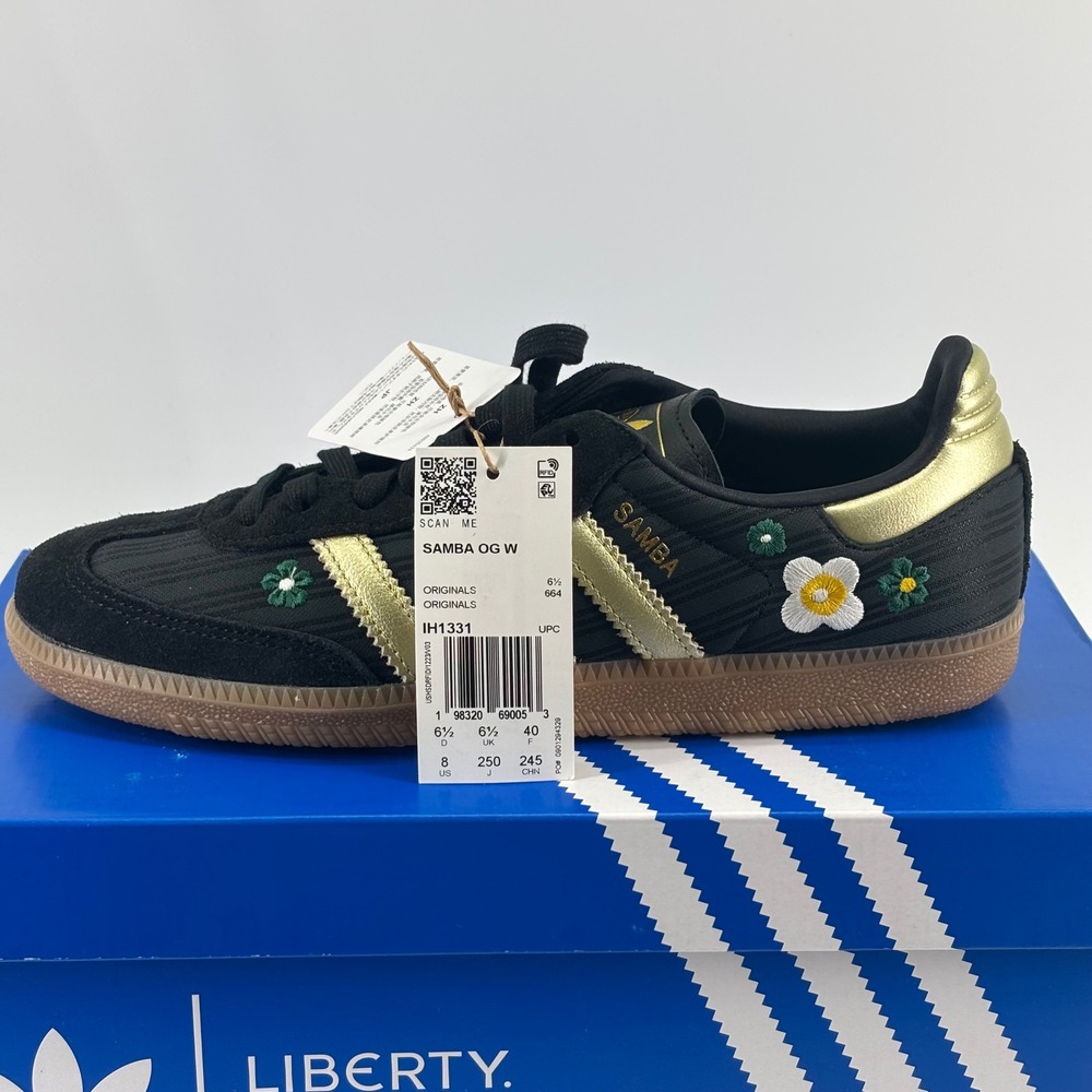 Adidas Samba OG W Liberty London Women 8 Black Gold Floral IH1331 New With Box